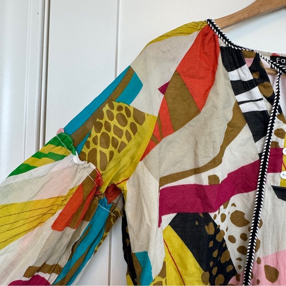 Fate Multicolor Abstract Cotton Blouse Size Medium - Picture 3 of 6